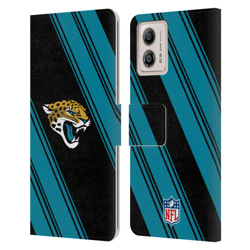 NFL Jacksonville Jaguars Artwork Stripes Leather Book Wallet Case Cover For Motorola Moto G53 5G