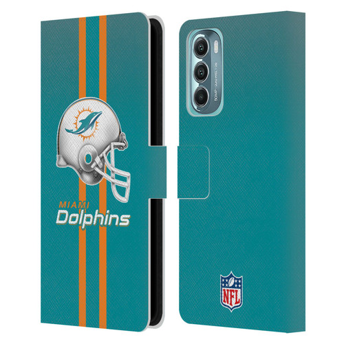 NFL Miami Dolphins Logo Helmet Leather Book Wallet Case Cover For Motorola Moto G Stylus 5G (2022)