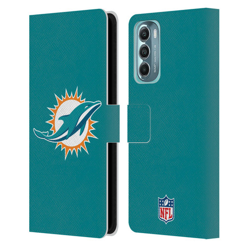 NFL Miami Dolphins Logo Plain Leather Book Wallet Case Cover For Motorola Moto G Stylus 5G (2022)