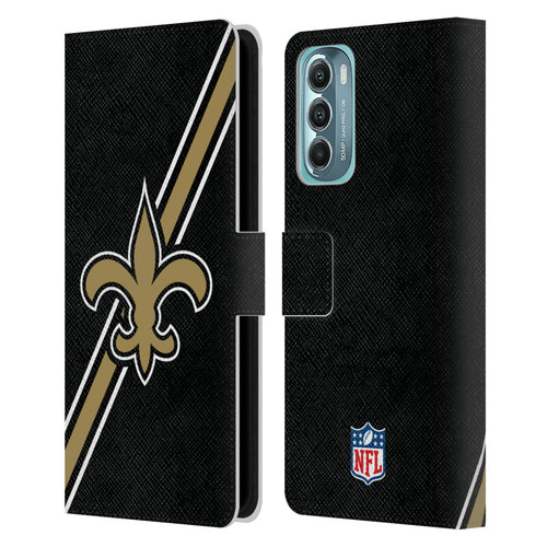 NFL New Orleans Saints Logo Stripes Leather Book Wallet Case Cover For Motorola Moto G Stylus 5G (2022)