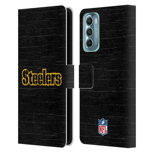 NFL Pittsburgh Steelers Logo Distressed Look Leather Book Wallet Case Cover For Motorola Moto G Stylus 5G (2022)