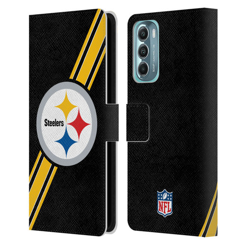 NFL Pittsburgh Steelers Logo Stripes Leather Book Wallet Case Cover For Motorola Moto G Stylus 5G (2022)