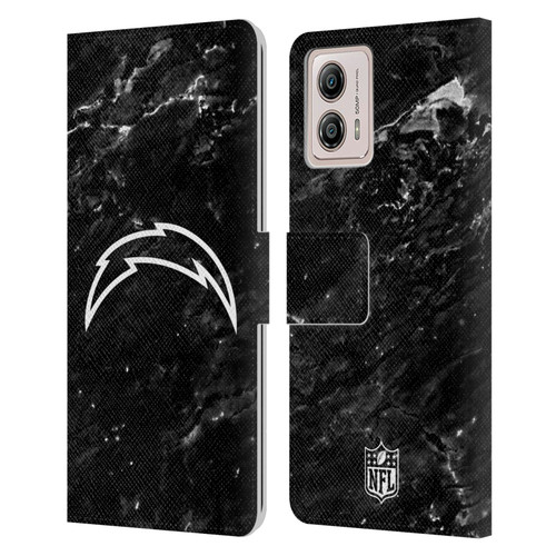 NFL Los Angeles Chargers Artwork Marble Leather Book Wallet Case Cover For Motorola Moto G53 5G