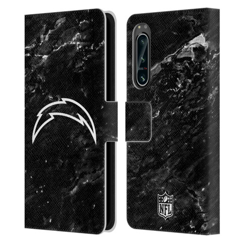 NFL Los Angeles Chargers Artwork Marble Leather Book Wallet Case Cover For Sony Xperia 5 IV