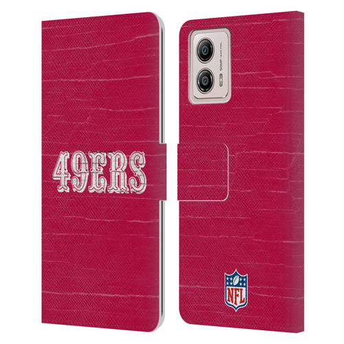 NFL San Francisco 49Ers Logo Distressed Look Leather Book Wallet Case Cover For Motorola Moto G53 5G