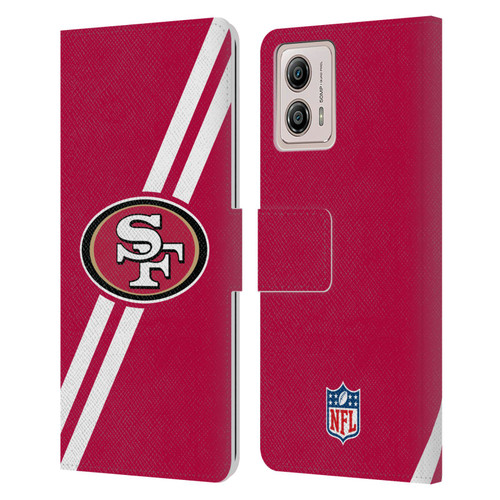 NFL San Francisco 49Ers Logo Stripes Leather Book Wallet Case Cover For Motorola Moto G53 5G