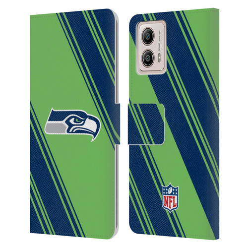 NFL Seattle Seahawks Artwork Stripes Leather Book Wallet Case Cover For Motorola Moto G53 5G