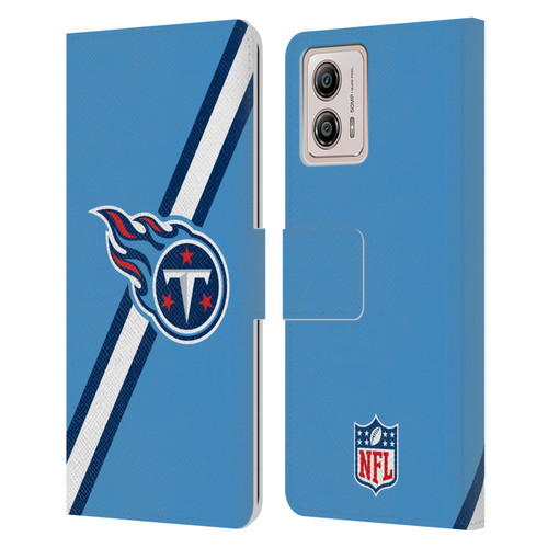 NFL Tennessee Titans Logo Stripes Leather Book Wallet Case Cover For Motorola Moto G53 5G