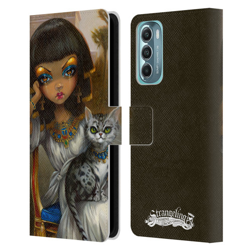 Strangeling Art Egyptian Girl with Cat Leather Book Wallet Case Cover For Motorola Moto G Stylus 5G (2022)