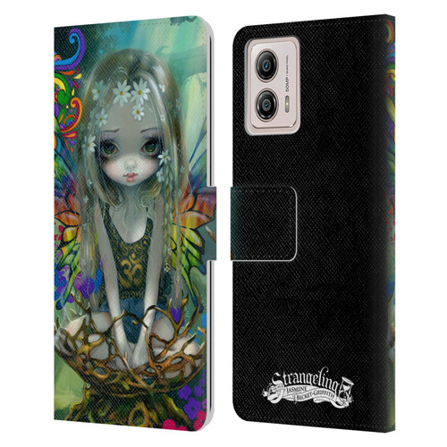 Strangeling Fairy Art Rainbow Winged Leather Book Wallet Case Cover For Motorola Moto G53 5G