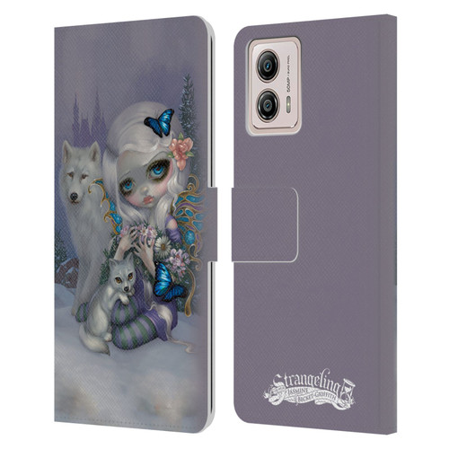 Strangeling Fairy Art Winter with Wolf Leather Book Wallet Case Cover For Motorola Moto G53 5G