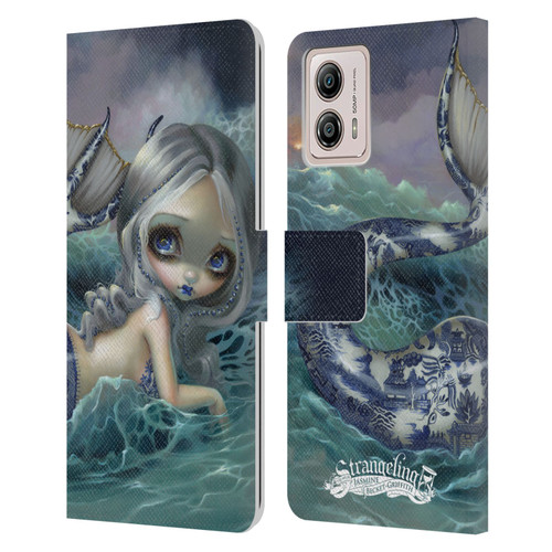 Strangeling Mermaid Blue Willow Tail Leather Book Wallet Case Cover For Motorola Moto G53 5G