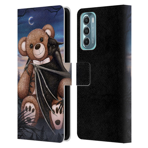 Sarah Richter Animals Bat Cuddling A Toy Bear Leather Book Wallet Case Cover For Motorola Moto G Stylus 5G (2022)