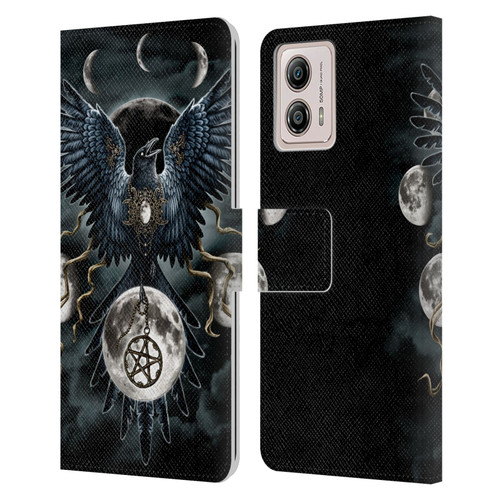 Sarah Richter Animals Gothic Black Raven Leather Book Wallet Case Cover For Motorola Moto G53 5G