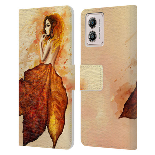 Sarah Richter Fantasy Autumn Girl Leather Book Wallet Case Cover For Motorola Moto G53 5G