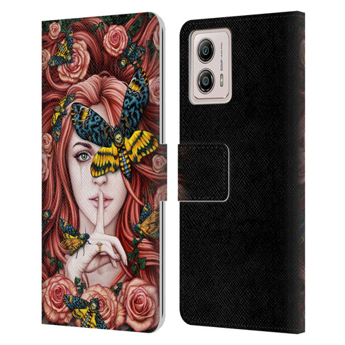 Sarah Richter Fantasy Silent Girl With Red Hair Leather Book Wallet Case Cover For Motorola Moto G53 5G