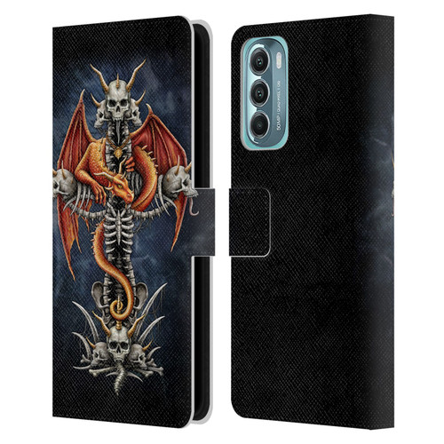 Sarah Richter Fantasy Creatures Red Dragon Guarding Bone Cross Leather Book Wallet Case Cover For Motorola Moto G Stylus 5G (2022)