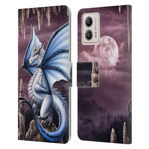Sarah Richter Fantasy Creatures Blue Dragon Leather Book Wallet Case Cover For Motorola Moto G53 5G