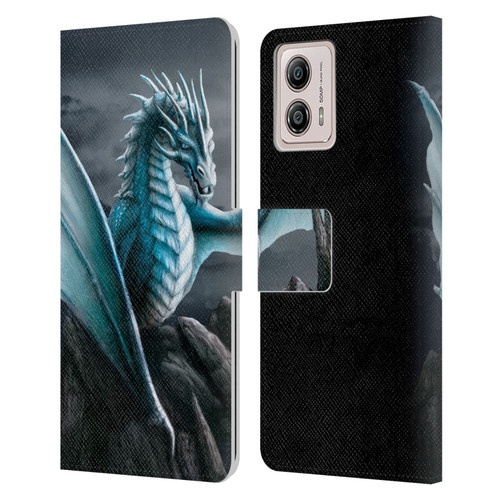 Sarah Richter Fantasy Creatures Blue Water Dragon Leather Book Wallet Case Cover For Motorola Moto G53 5G