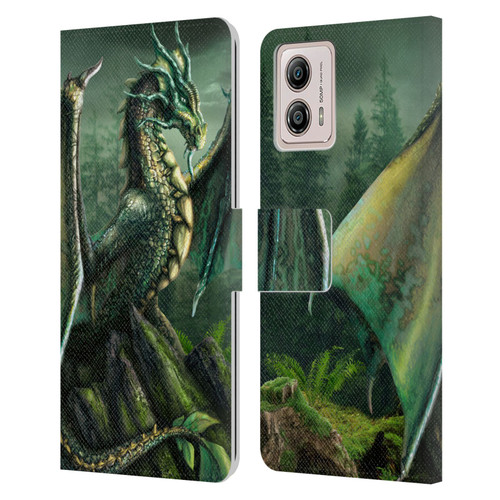 Sarah Richter Fantasy Creatures Green Nature Dragon Leather Book Wallet Case Cover For Motorola Moto G53 5G