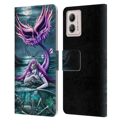 Sarah Richter Gothic Mermaid With Skeleton Pirate Leather Book Wallet Case Cover For Motorola Moto G53 5G