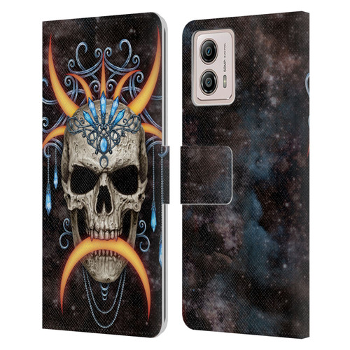 Sarah Richter Skulls Jewelry And Crown Universe Leather Book Wallet Case Cover For Motorola Moto G53 5G