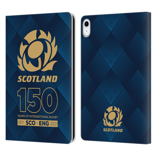 Scotland Rugby 150th Anniversary Halftone Leather Book Wallet Case Cover For Apple iPad 10.9 (2022)