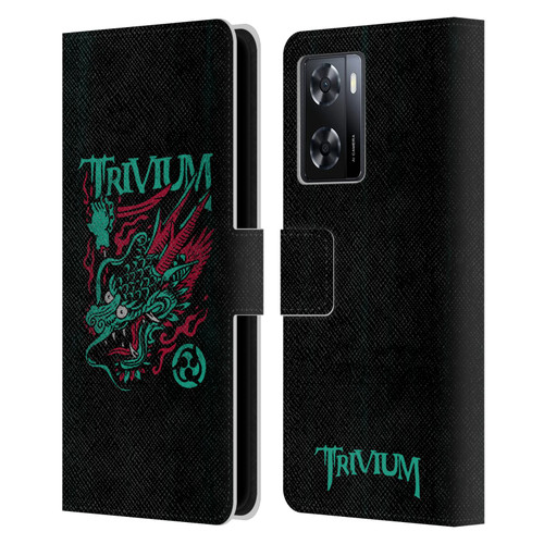 Trivium Graphics Screaming Dragon Leather Book Wallet Case Cover For OPPO A57s