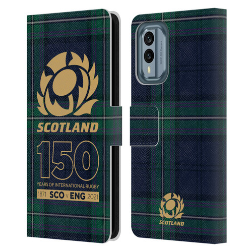 Scotland Rugby 150th Anniversary Tartan Leather Book Wallet Case Cover For Nokia X30