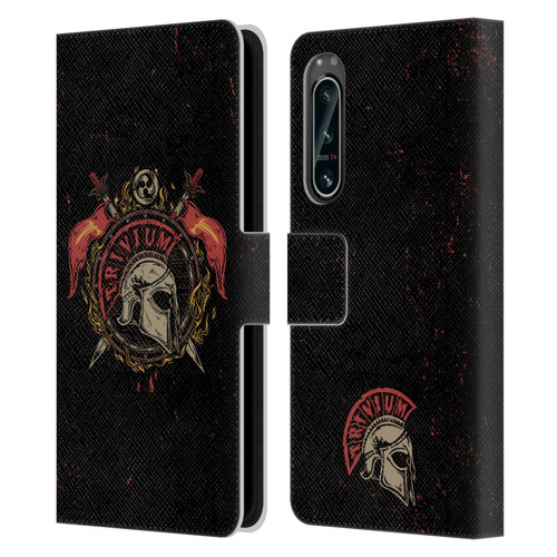 Trivium Graphics Knight Helmet Leather Book Wallet Case Cover For Sony Xperia 5 IV