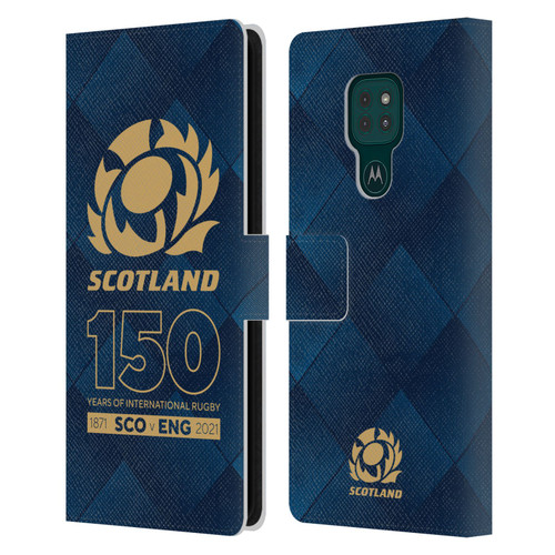 Scotland Rugby 150th Anniversary Halftone Leather Book Wallet Case Cover For Motorola Moto G9 Play