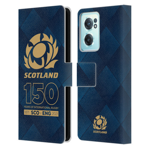 Scotland Rugby 150th Anniversary Halftone Leather Book Wallet Case Cover For OnePlus Nord CE 2 5G