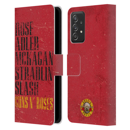 Guns N' Roses Vintage Names Leather Book Wallet Case Cover For Samsung Galaxy A52 / A52s / 5G (2021)