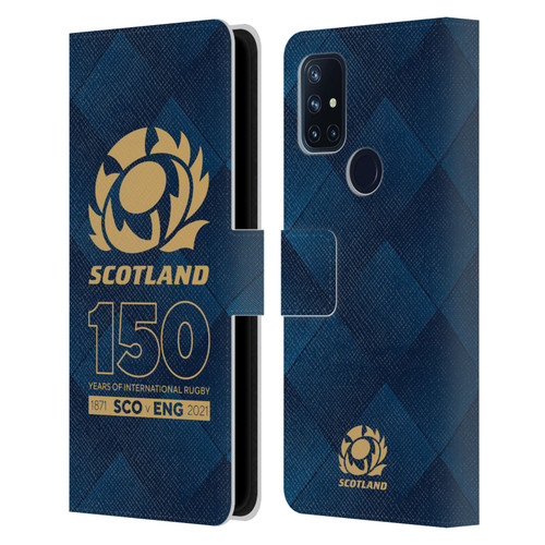 Scotland Rugby 150th Anniversary Halftone Leather Book Wallet Case Cover For OnePlus Nord N10 5G