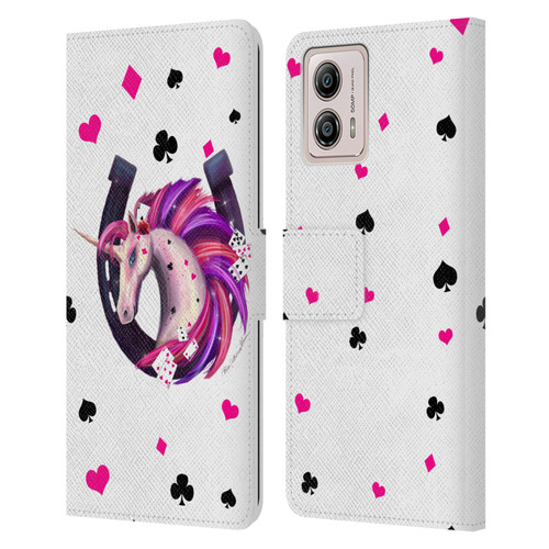 Rose Khan Unicorn Horseshoe Pink And Purple Leather Book Wallet Case Cover For Motorola Moto G53 5G