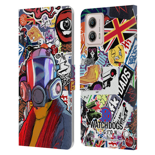 Watch Dogs Legion Street Art Granny Stickerbomb Leather Book Wallet Case Cover For Motorola Moto G53 5G