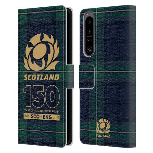 Scotland Rugby 150th Anniversary Tartan Leather Book Wallet Case Cover For Sony Xperia 1 IV