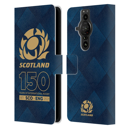 Scotland Rugby 150th Anniversary Halftone Leather Book Wallet Case Cover For Sony Xperia Pro-I