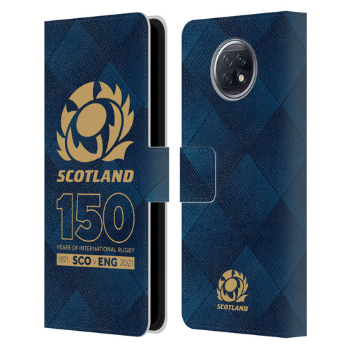 Scotland Rugby 150th Anniversary Halftone Leather Book Wallet Case Cover For Xiaomi Redmi Note 9T 5G