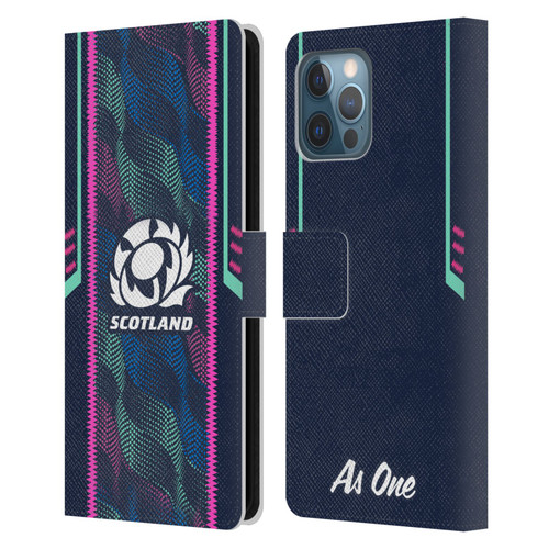 Scotland Rugby 2023/24 Crest Kit Wave Training Leather Book Wallet Case Cover For Apple iPhone 12 Pro Max