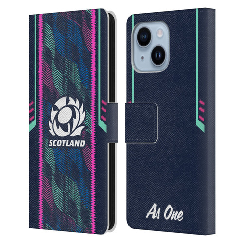 Scotland Rugby 2023/24 Crest Kit Wave Training Leather Book Wallet Case Cover For Apple iPhone 14 Plus