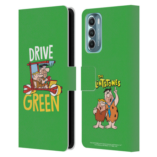 The Flintstones Graphics Drive Green Leather Book Wallet Case Cover For Motorola Moto G Stylus 5G (2022)