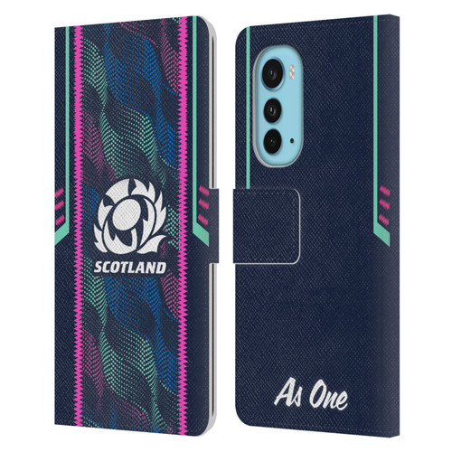 Scotland Rugby 2023/24 Crest Kit Wave Training Leather Book Wallet Case Cover For Motorola Edge (2022)