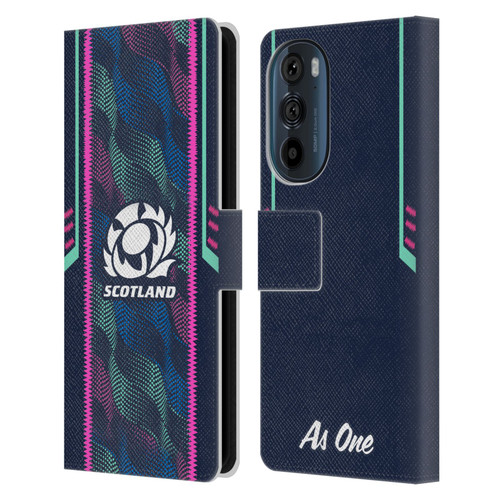 Scotland Rugby 2023/24 Crest Kit Wave Training Leather Book Wallet Case Cover For Motorola Edge 30