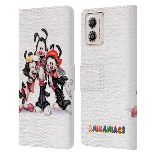 Animaniacs Graphics Formal Leather Book Wallet Case Cover For Motorola Moto G53 5G