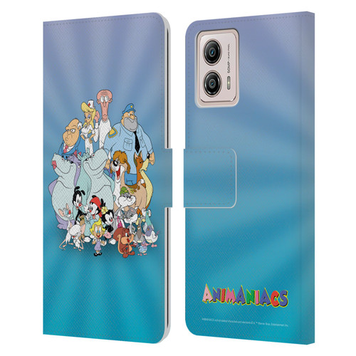 Animaniacs Graphics Group Leather Book Wallet Case Cover For Motorola Moto G53 5G