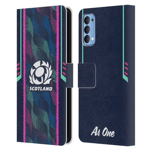 Scotland Rugby 2023/24 Crest Kit Wave Training Leather Book Wallet Case Cover For OPPO Reno 4 5G