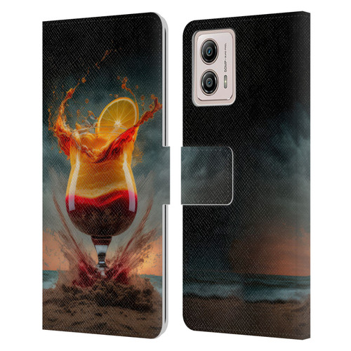 Spacescapes Cocktails Summer On The Beach Leather Book Wallet Case Cover For Motorola Moto G53 5G