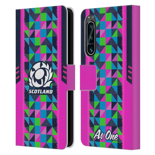 Scotland Rugby 2023/24 Crest Kit Neon Training Leather Book Wallet Case Cover For Sony Xperia 5 IV