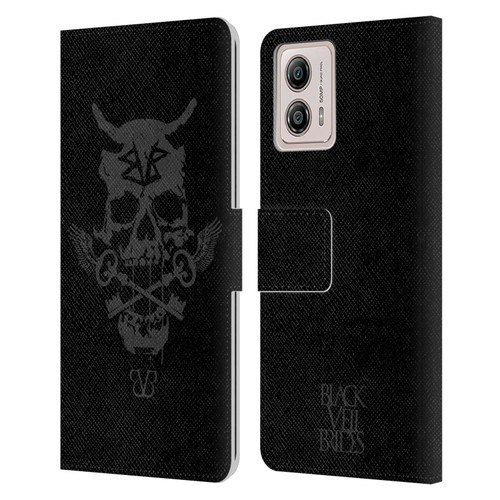 Black Veil Brides Band Art Skull Keys Leather Book Wallet Case Cover For Motorola Moto G53 5G